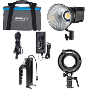 Nanlite Creative Light Kit, including a Forza 60B MK II, Softbox, Grid, Projector attachment, Pavotube 6C and Stand